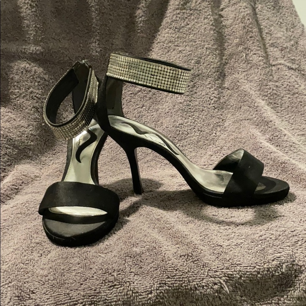 Black Nina Open Toe Heels